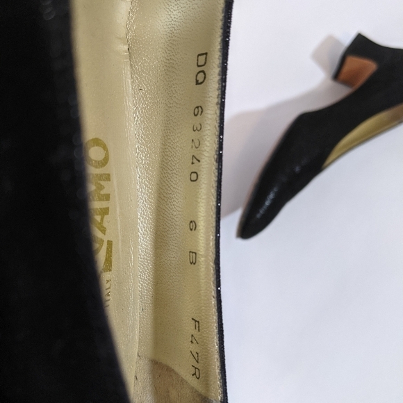 Salvatore Ferragamo black shimmer block low heel women's shoes size 6 - Picture 3 of 4